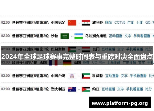 2024年全球足球赛事完整时间表与重磅对决全面盘点 2024年全球足球赛事完整时间表与重磅对决全面盘点